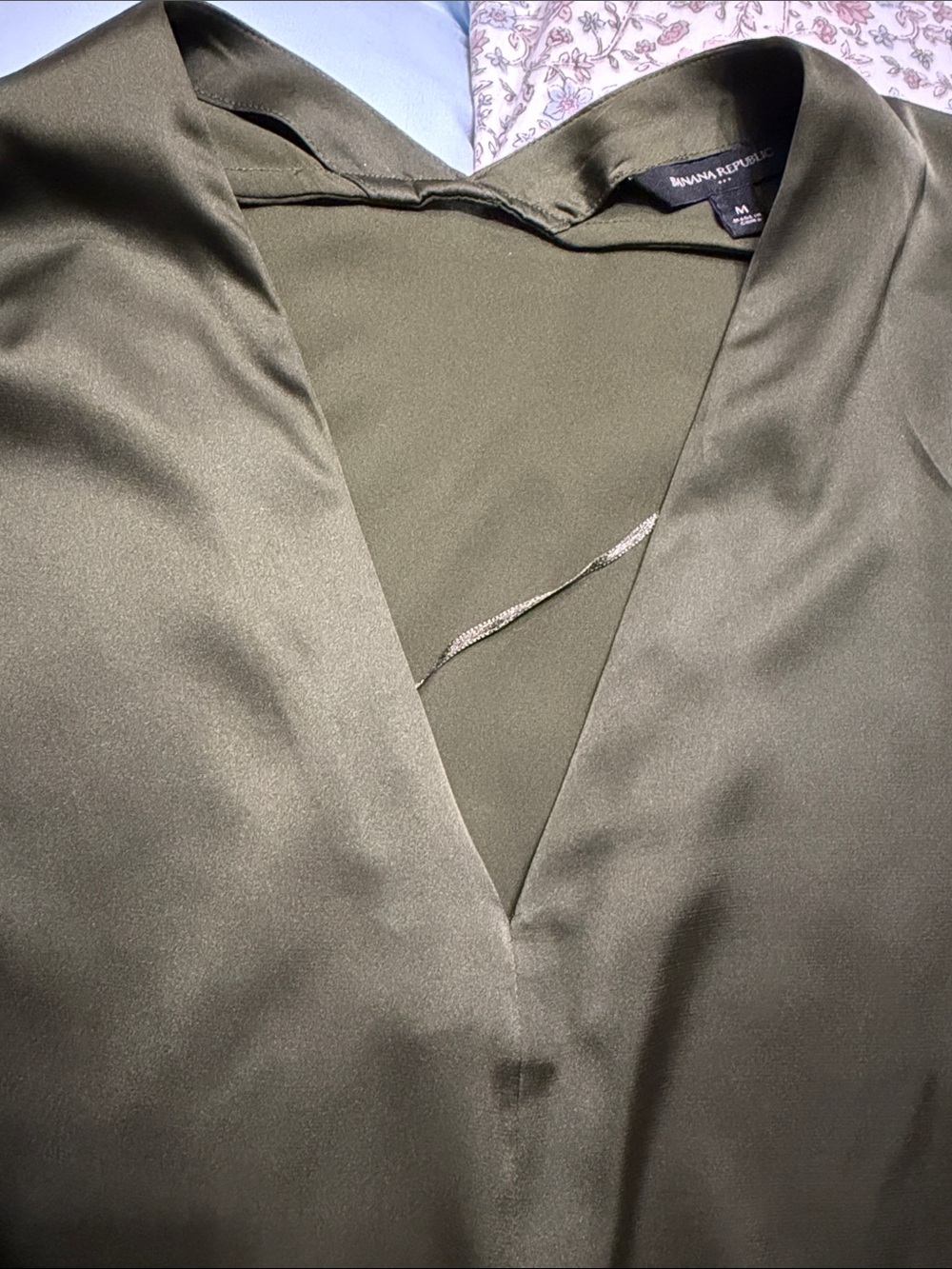 Banana Republic Satin Olive Green top
